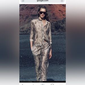 Zara beaded embroidered printed pants L